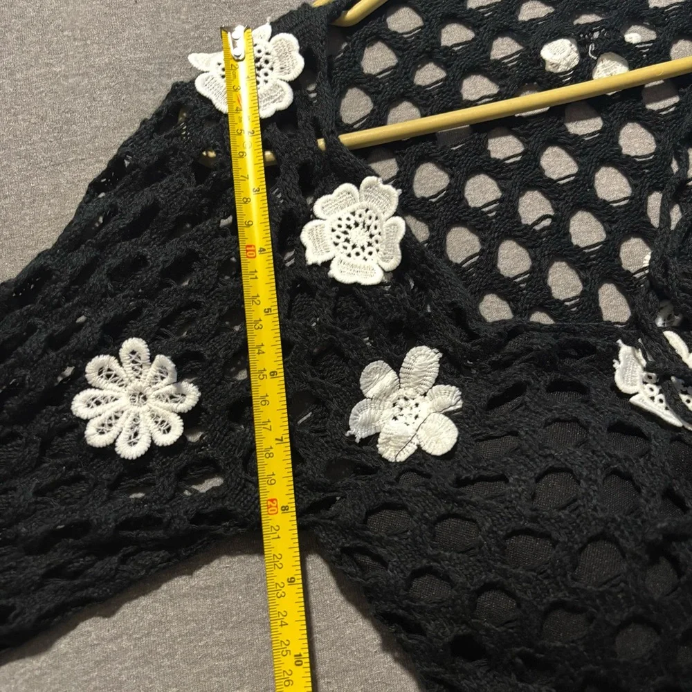 Black and White Floral Crochet Top